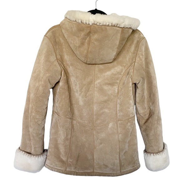 Wilsons Leather Suede Leather Hood Jacket Sherpa Lined Small FLAWS - Picture 5 of 12